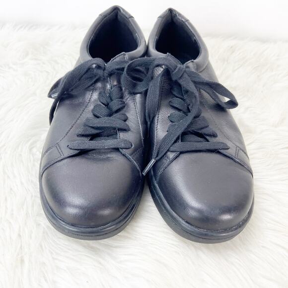 Eileen Fisher 9 Womens Black Leather Cal Washed Fashion Sneakers - Picture 5 of 10